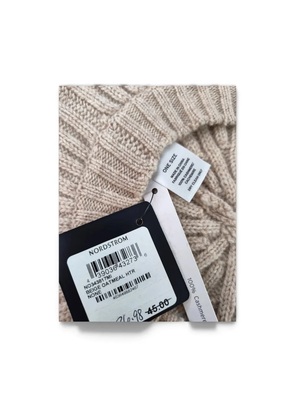 NWT Halogen Cashmere Ribbed Knit Beret Hat Beige Womens - Fall Winter